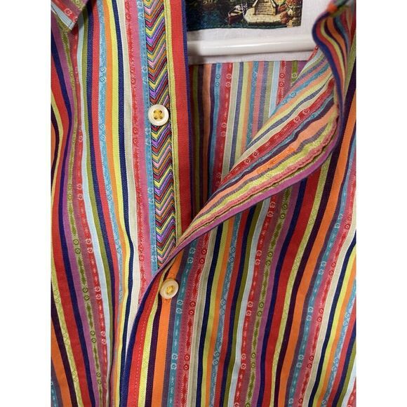 Robert Graham Sz L Button Down Shirt Classic Fit Multi Color Contrast Flip Cuff - Picture 6 of 12